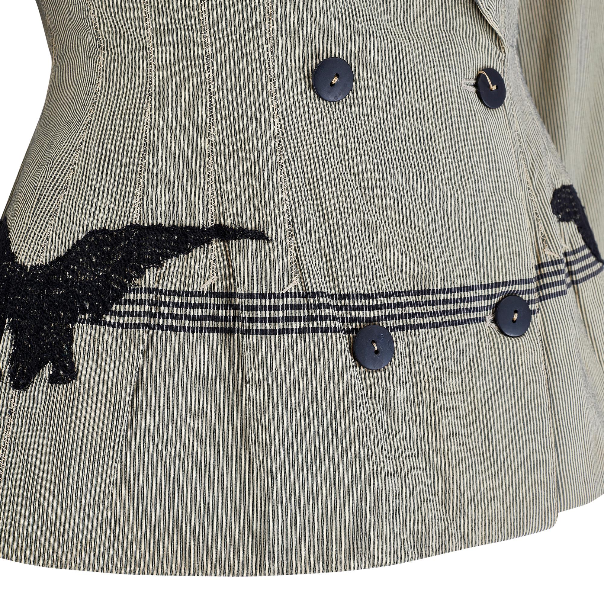 1988 Jean Paul Gaultier Cotton Jacket with Lace Eagle Appliqué In Excellent Condition For Sale In London, GB