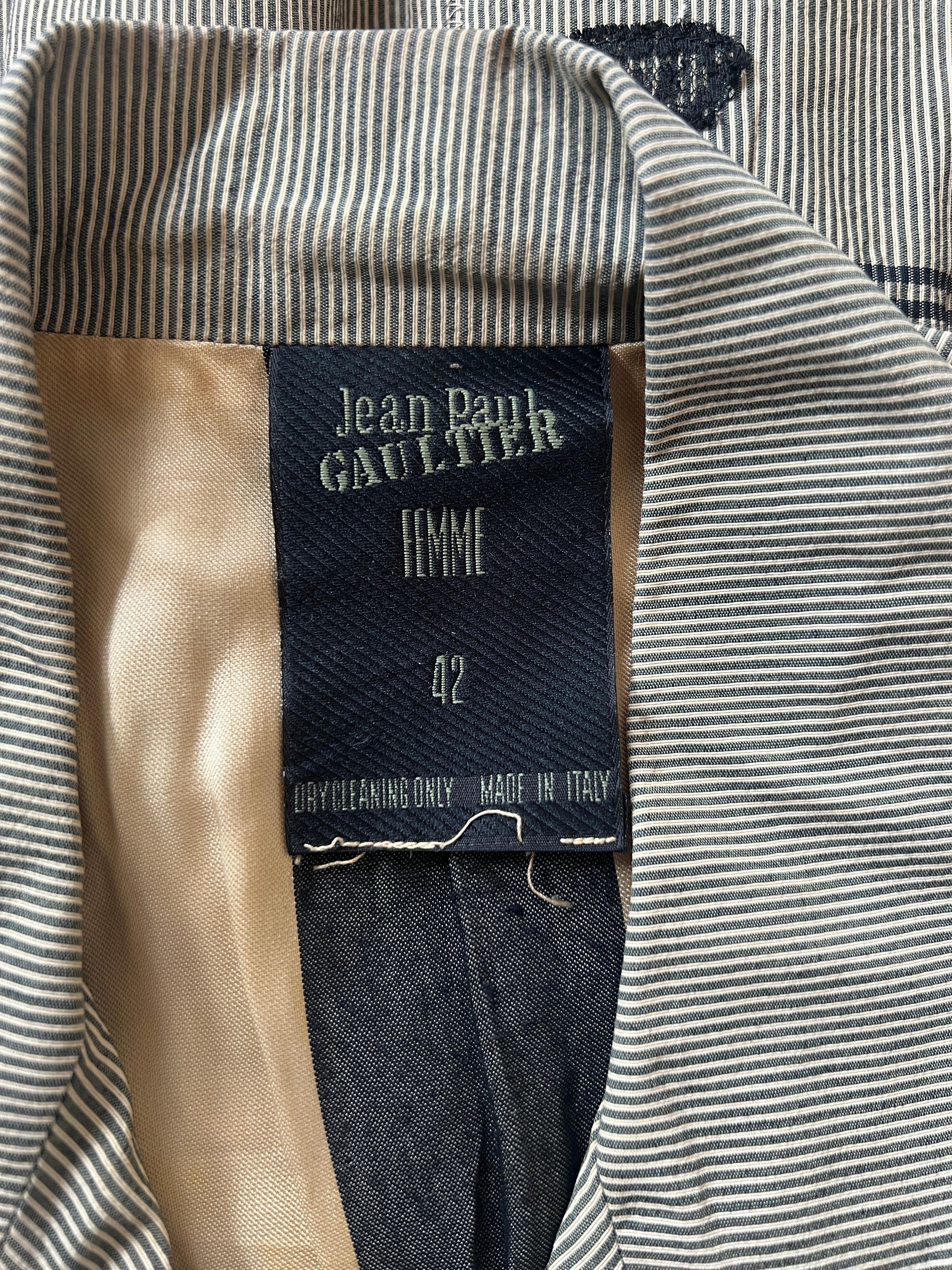 1988 Jean Paul Gaultier Baumwolljacke mit Adlerapplikation aus Spitze im Angebot 1