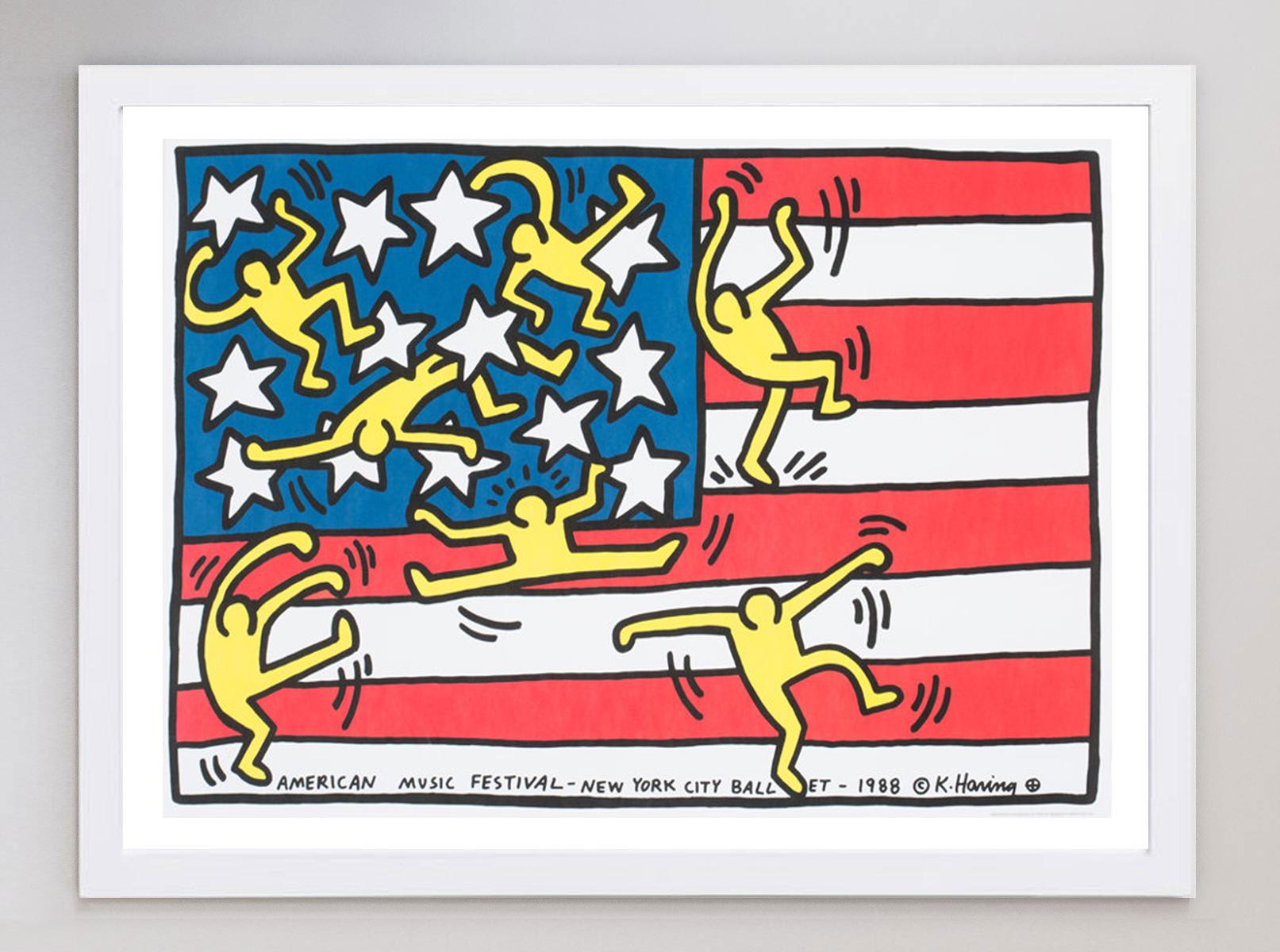 Affiche vintage originale Keith Haring - American Music Festival - NYC Ballet 1988 Bon état - En vente à Winchester, GB