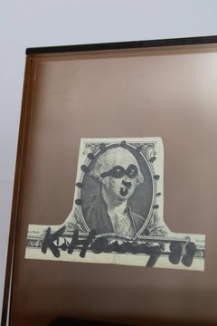 1988 Keith Haring Signed Dated Cut-out "One Dollar Bill" Pop Art Framed USA
