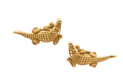 1988 Kieselstein-Cord 18k Yellow Gold Alligator Cufflinks, 1.5 Inch