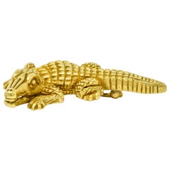 1988 Kieselstein Cord Vintage 18 Karat Green Gold Alligator Brooch