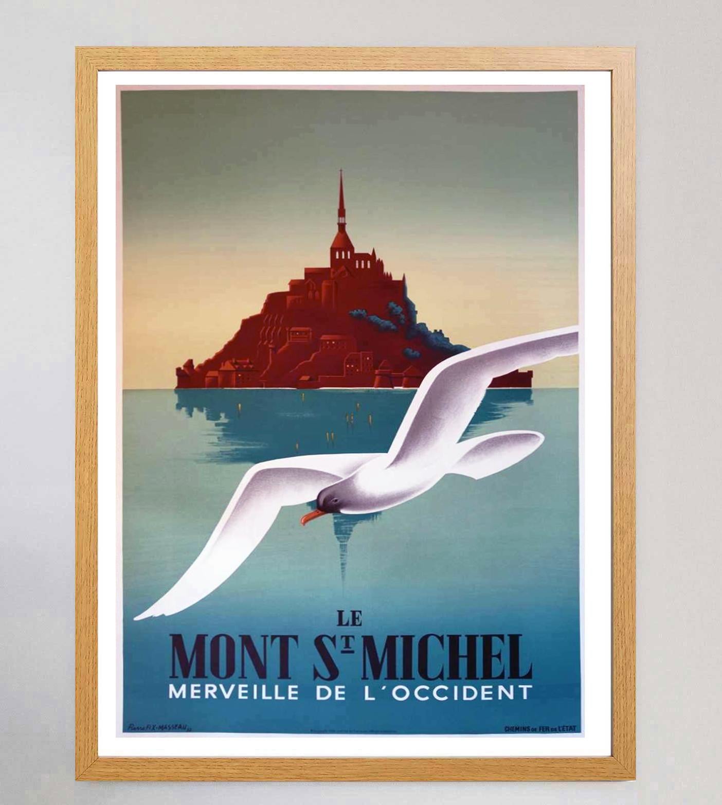Français Affiche vintage originale du Mont Saint-Michel, 1988 en vente