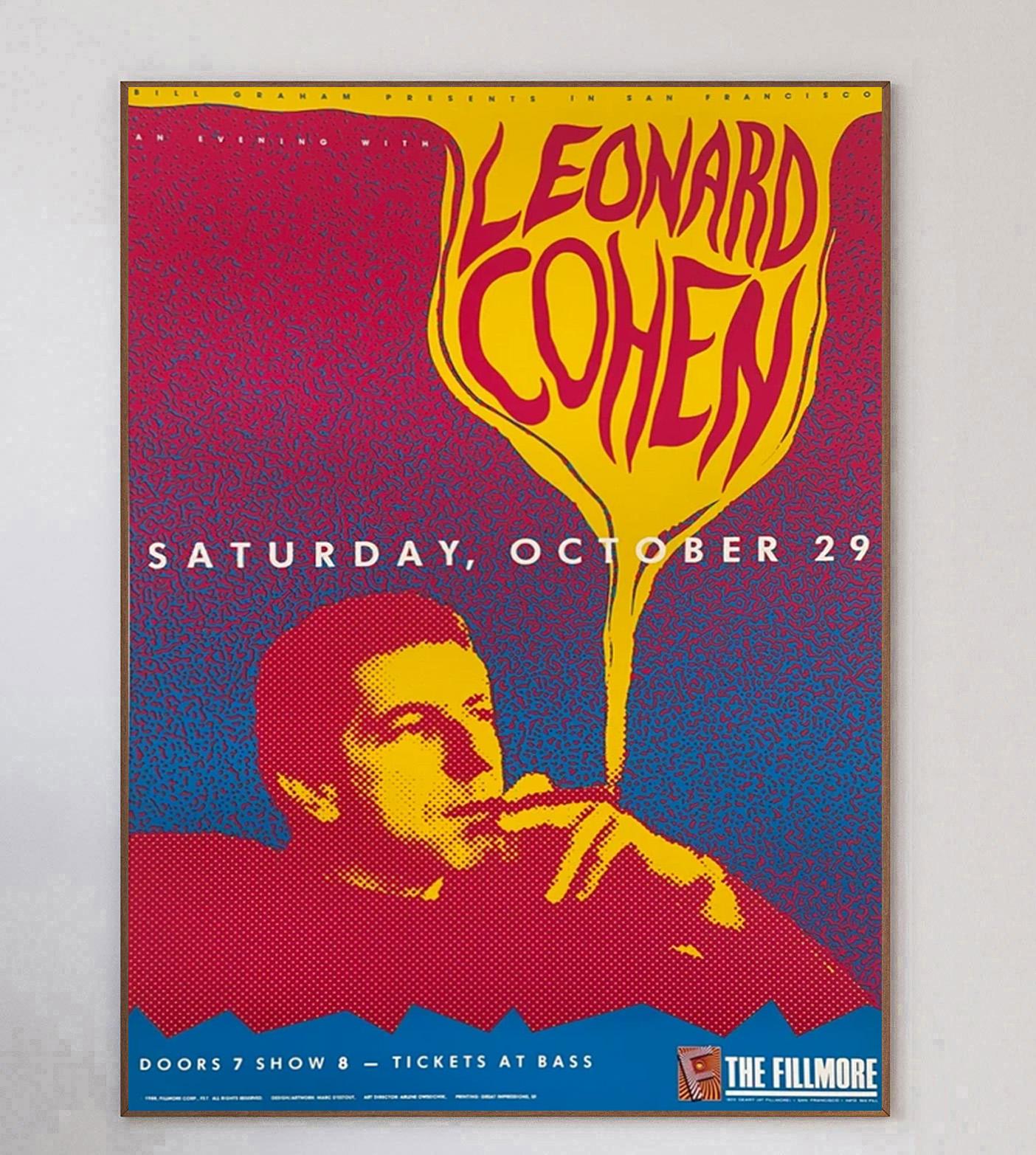 Americano 1988 Leonard Cohen - The Fillmore Poster originale d'epoca in vendita