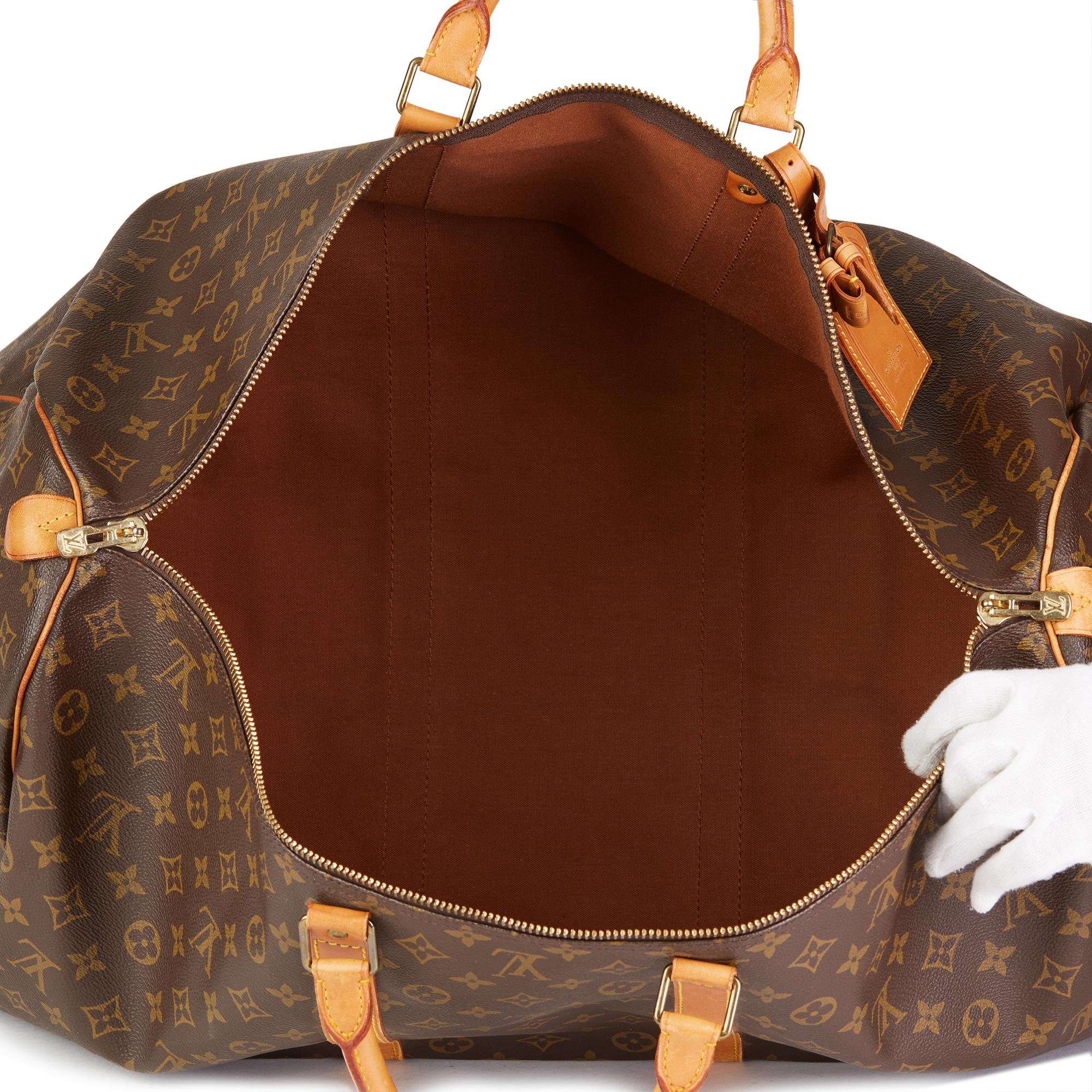 1988 Louis Vuitton Brown Monogram Coated Canvas, Leather Vintage Keepall 60 4