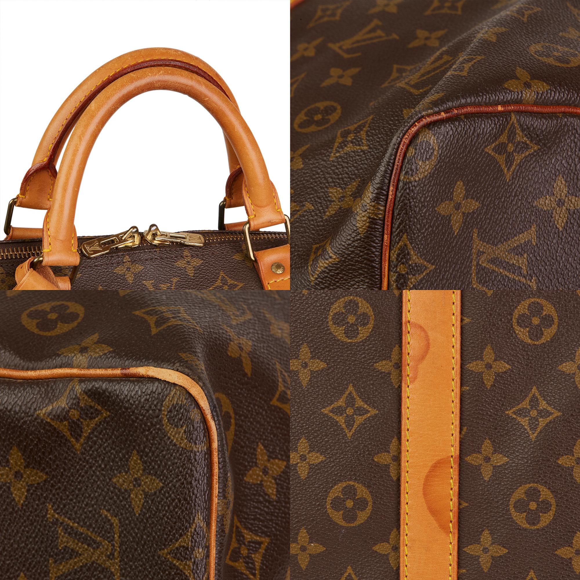 1988 Louis Vuitton Brown Monogram Coated Canvas, Leather Vintage Keepall 60 5