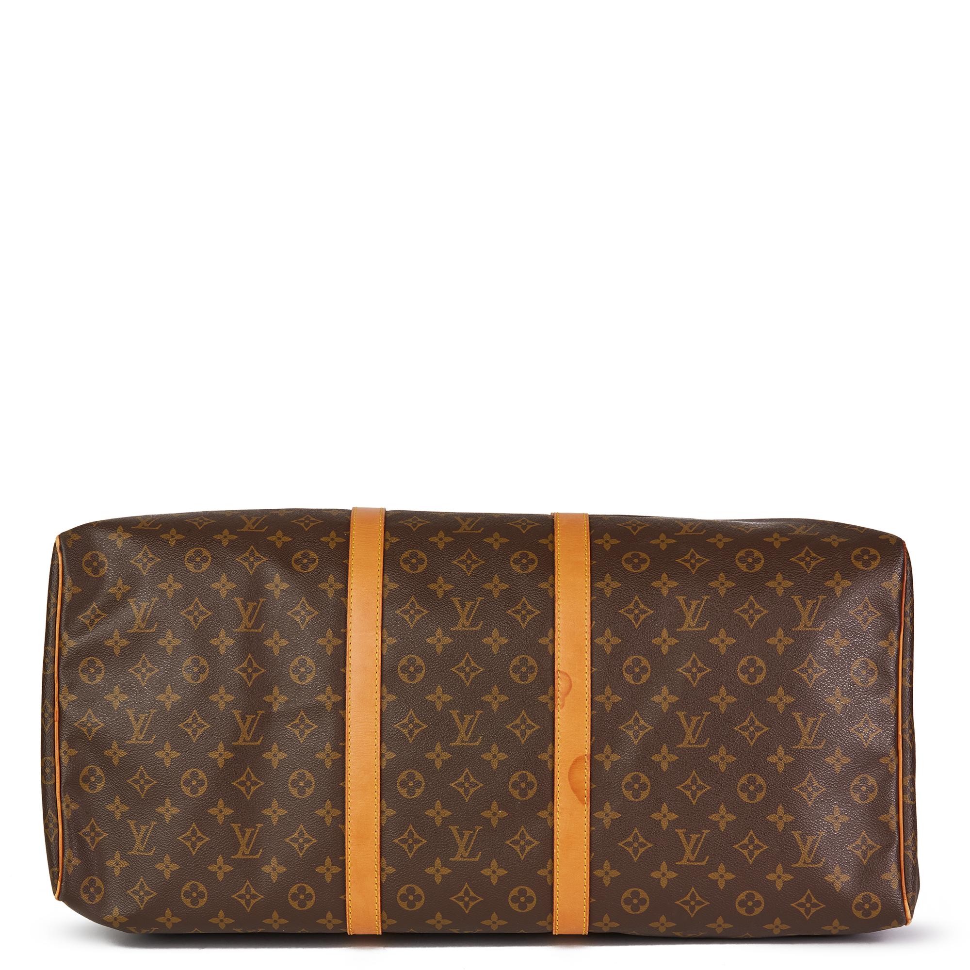 Women's or Men's 1988 Louis Vuitton Brown Monogram Coated Canvas, Leather Vintage Keepall 60