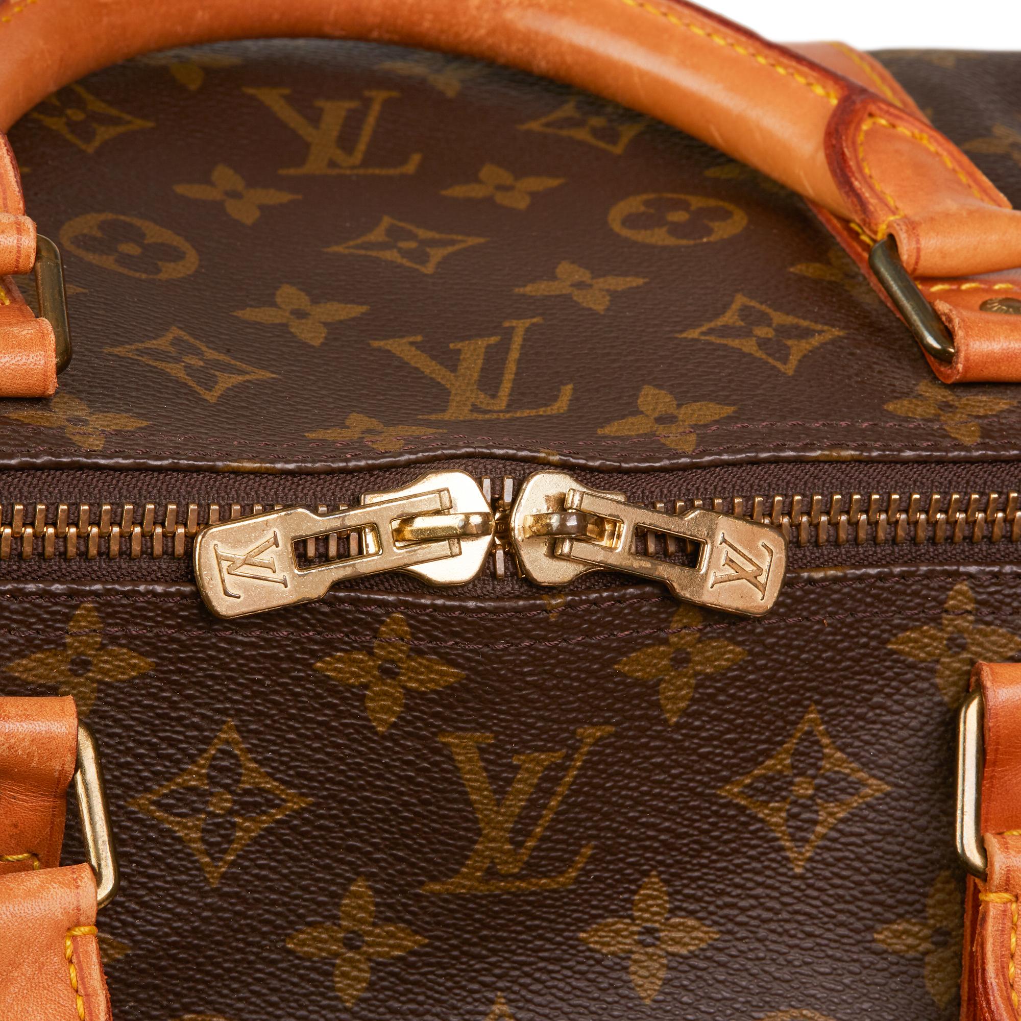 1988 Louis Vuitton Brown Monogram Coated Canvas, Leather Vintage Keepall 60 1