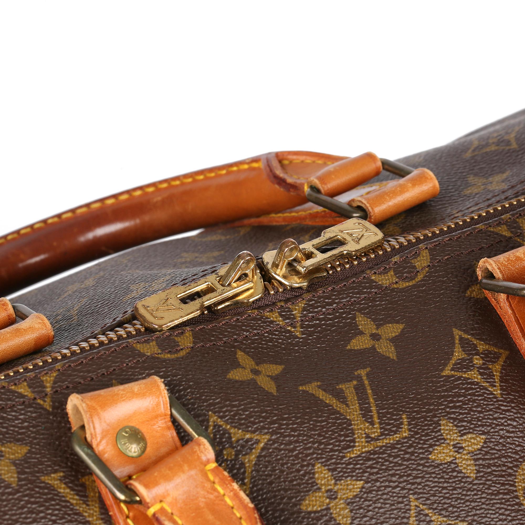 Women's or Men's 1988 Louis Vuitton Brown Monogram Coated Canvas & Vachetta Vintage Keepall 55