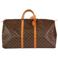 1988 Louis Vuitton Brown Monogram Coated Canvas Used Keepall 60 