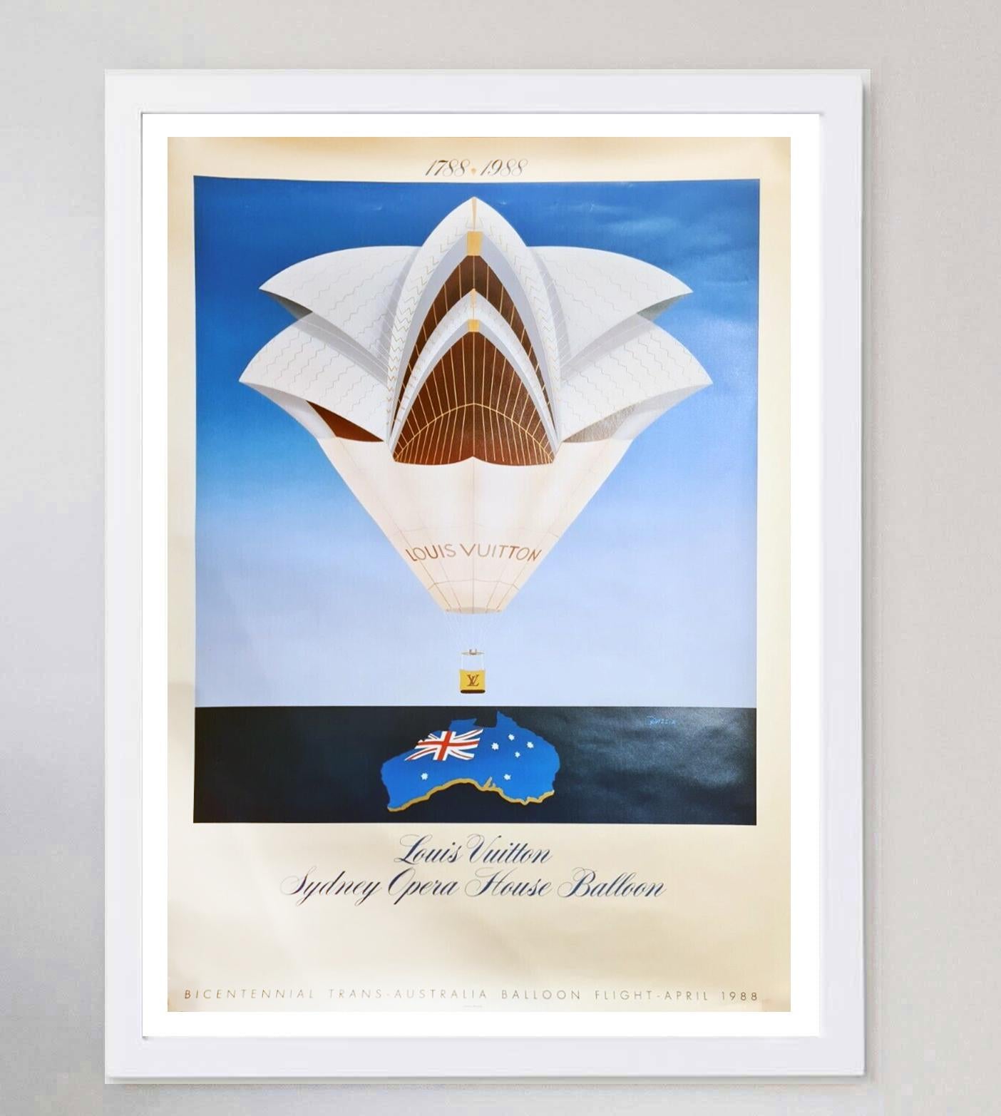 French 1988 Louis Vuitton Sydney Opera House Balloon Original Vintage Poster For Sale