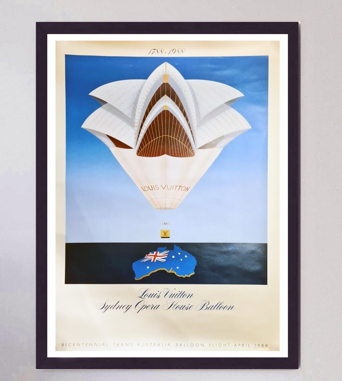 French 1988 Louis Vuitton Sydney Opera House Balloon Original Vintage Poster For Sale