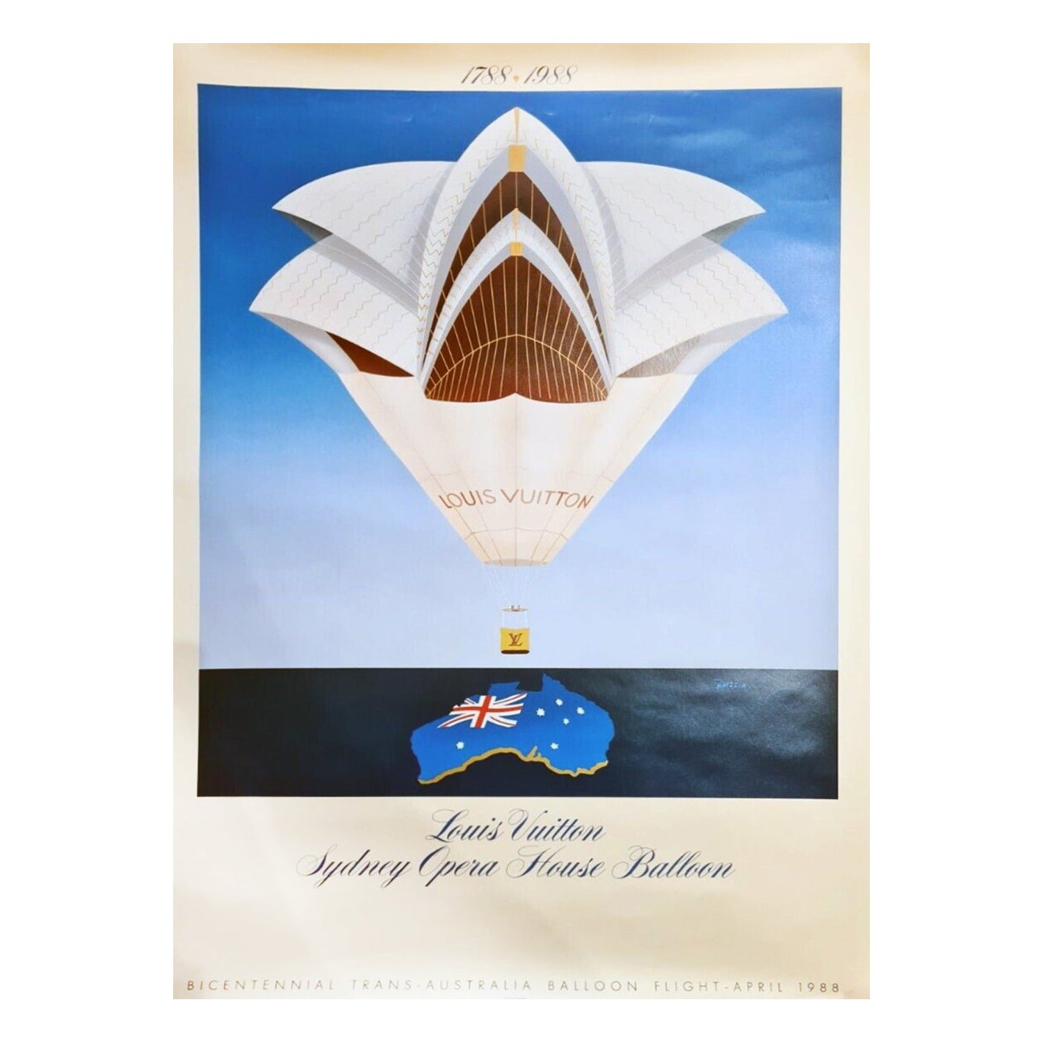 1988 Louis Vuitton Sydney Opernhaus Ballon Original Vintage Poster im Angebot