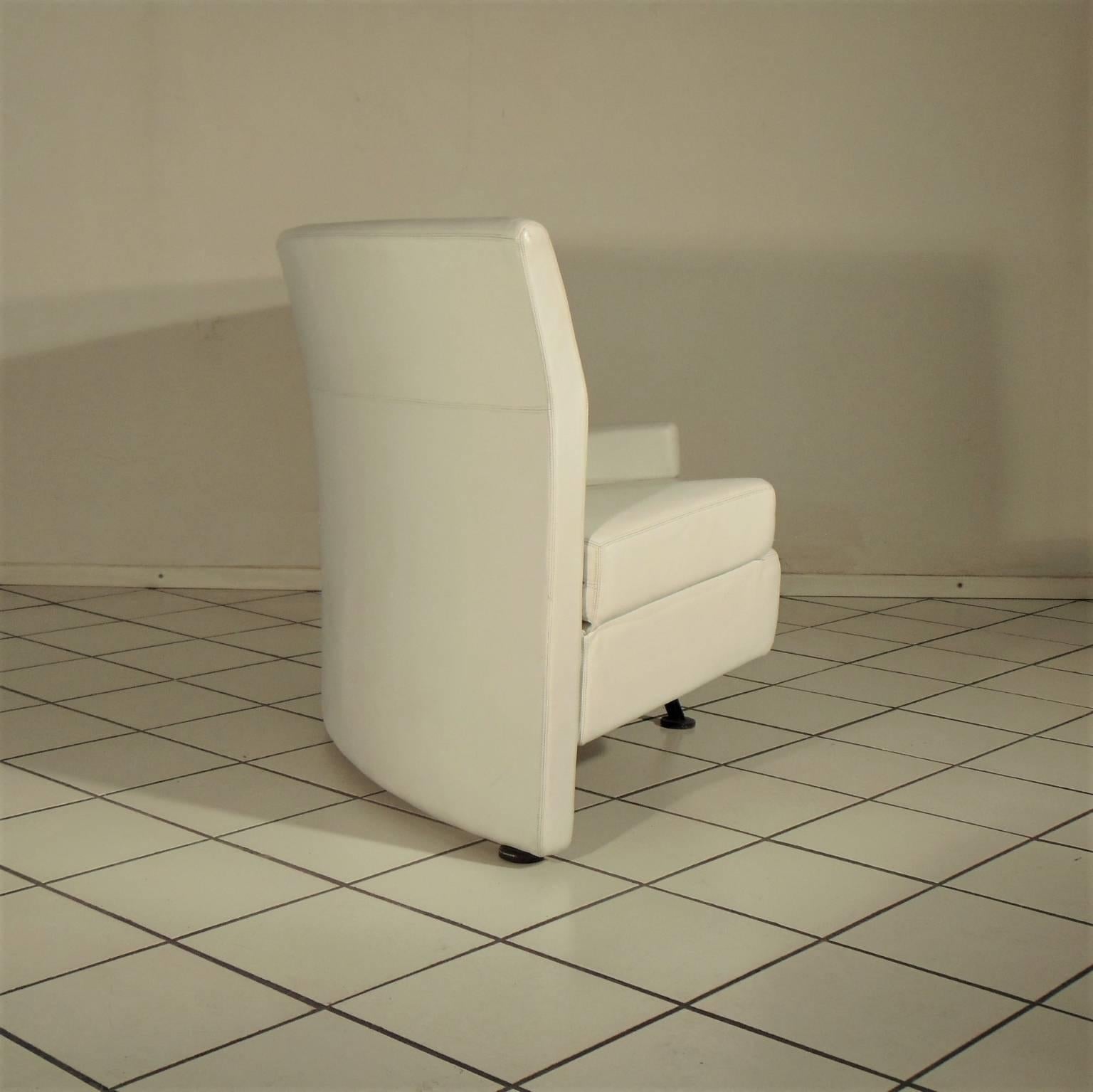 1988 Loveseat Weißes Leder von Walter Leeman Memphis Style, Sormani, Italien (Italienisch) im Angebot
