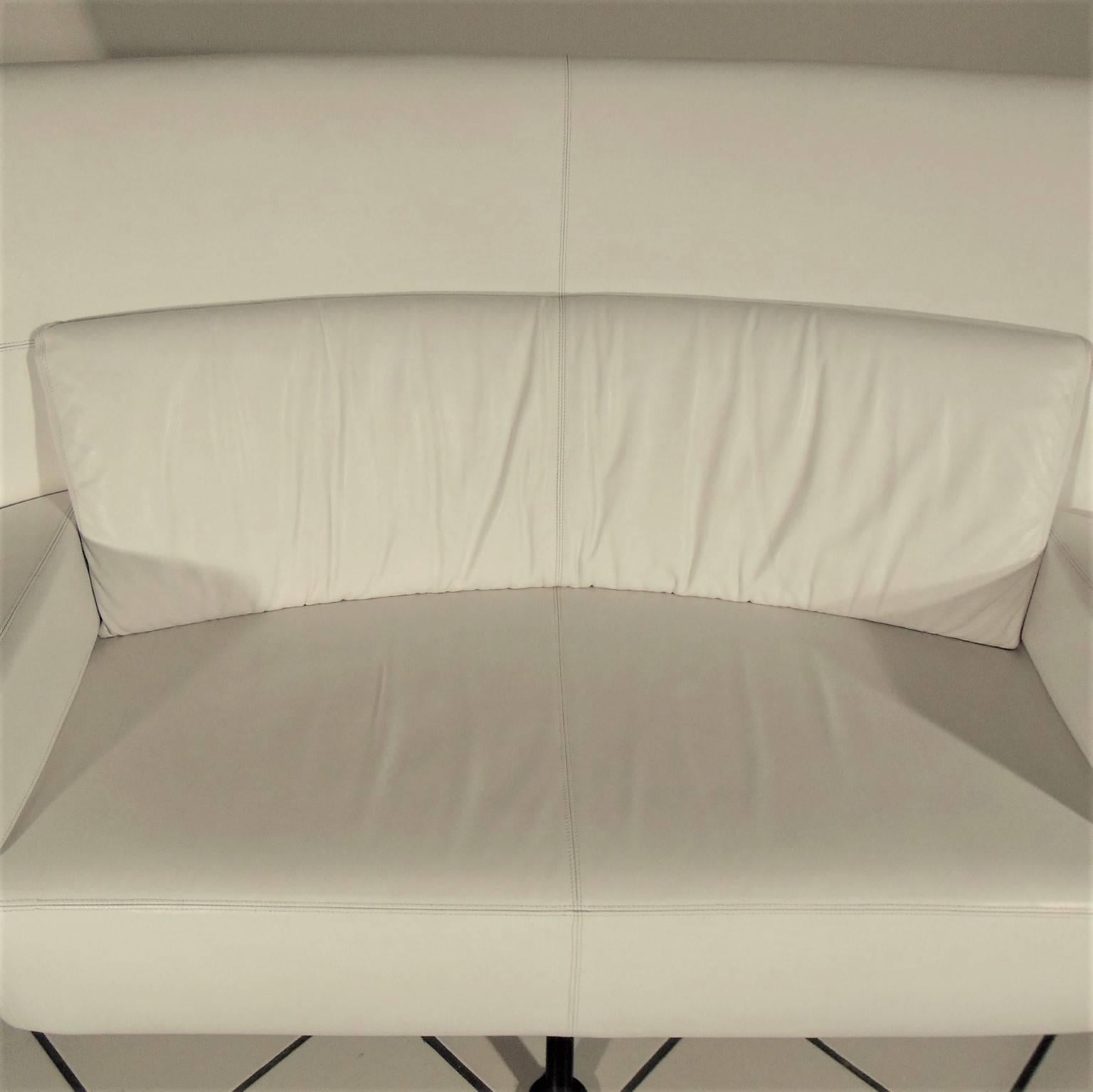 Plywood 1988 Loveseat White Leather by Walter Leeman Memphis Style, Sormani, Italy For Sale