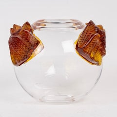 1988 Marie-Claude Lalique - Jarrón Erimaki Cristal transparente y ámbar