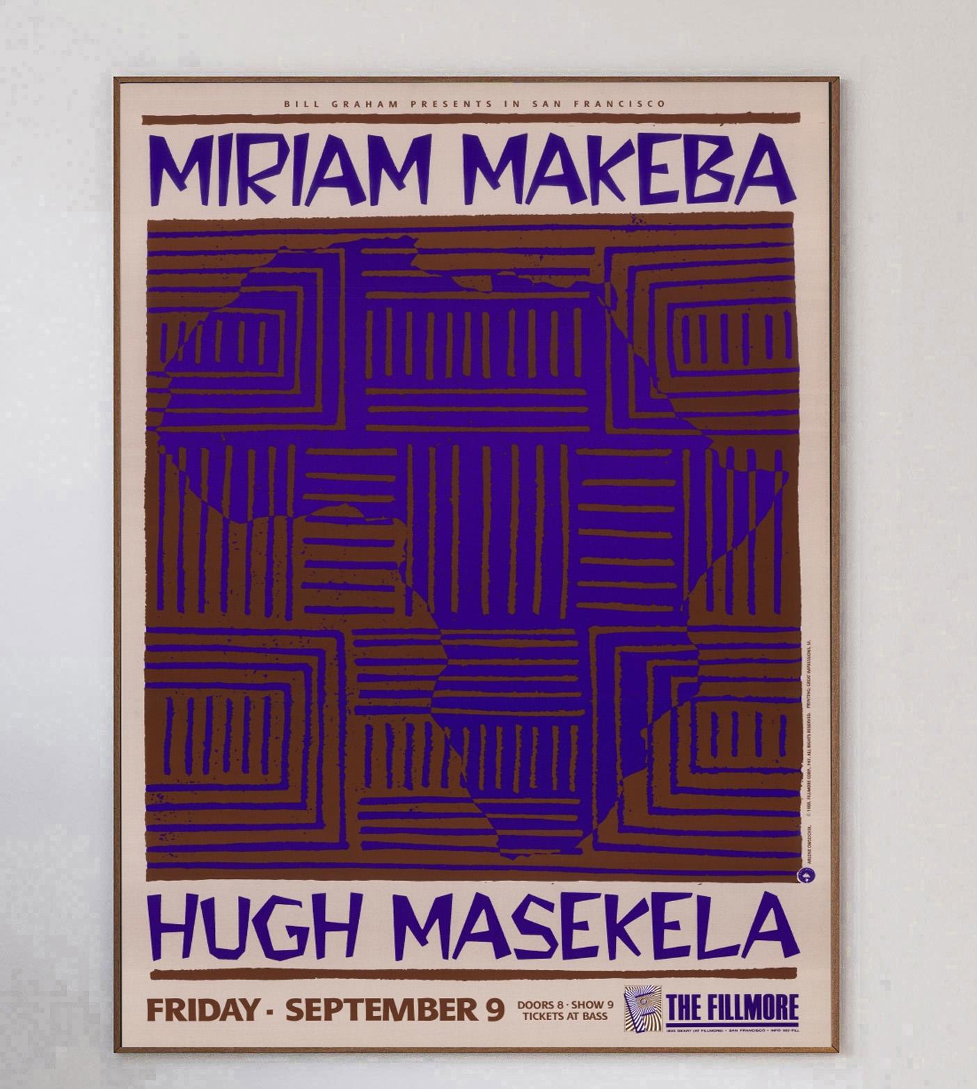 Fine XX secolo 1988 Miariam Makeba & Hugh Masekela - The Fillmore Poster originale d'epoca in vendita