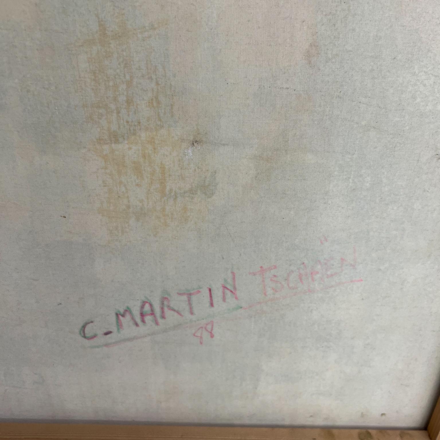 Abstraktes kubistisches Original-Ölgemälde auf Leinwand, C. Martin Tschaen, 1988 (Ende des 20. Jahrhunderts) im Angebot