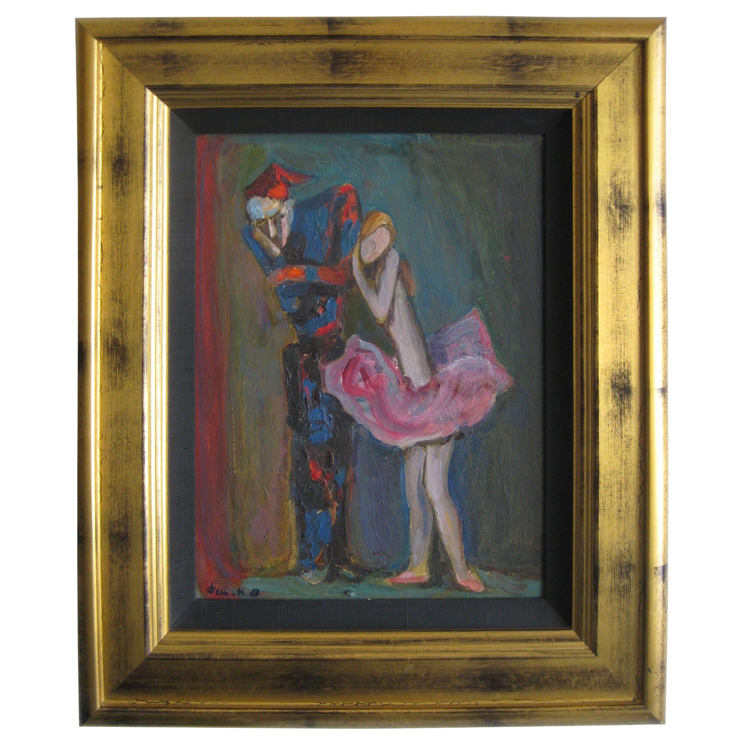 1988 Moisey Moses Alexandrovich Feigin Russian Listed Artist Cubist Oil Painting For Sale