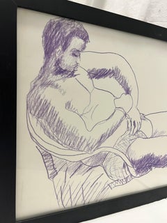 1988 Nude Male Artist Studio Sketch from New York City Estate Contemporary Frame