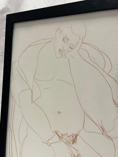 1988 Nude Male Artist Studio Sketch from New York City Estate Contemporary Frame