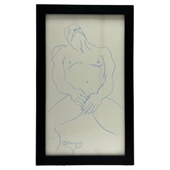 1988 Nude Male Artist Studio Sketch from New York City Estate Contemporary Frame