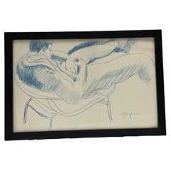 1988 Nude Male Artist Studio Sketch from New York City Estate Contemporary Frame