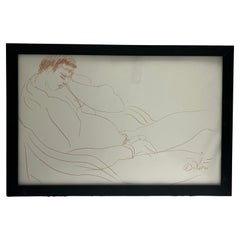 1988 Nude Male Artist Studio Sketch from New York City Estate Contemporary Frame