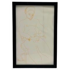 1988 Nude Male Artist Studio Sketch from New York City Estate Contemporary Frame