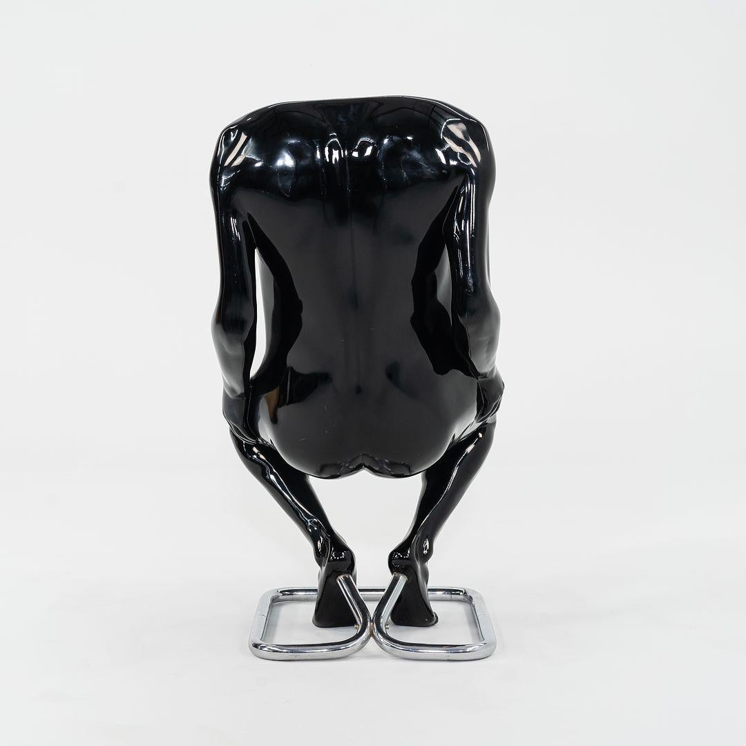 1988 Pair of Ruth Francken Homme Chairs Black for Gallerie X Black & Stainless For Sale 4