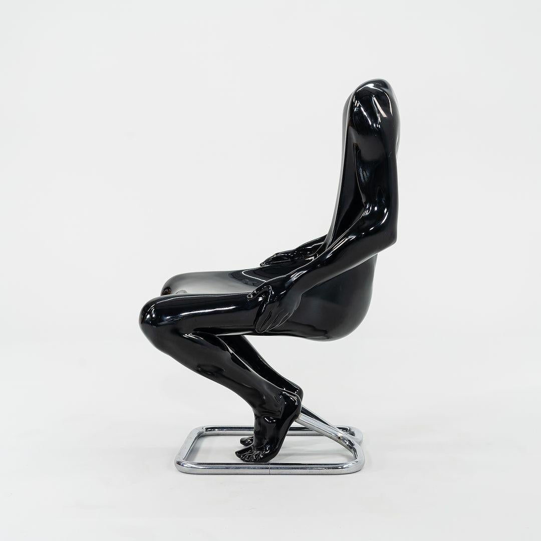 1988 Pair of Ruth Francken Homme Chairs Black for Gallerie X Black & Stainless In Good Condition For Sale In Philadelphia, PA