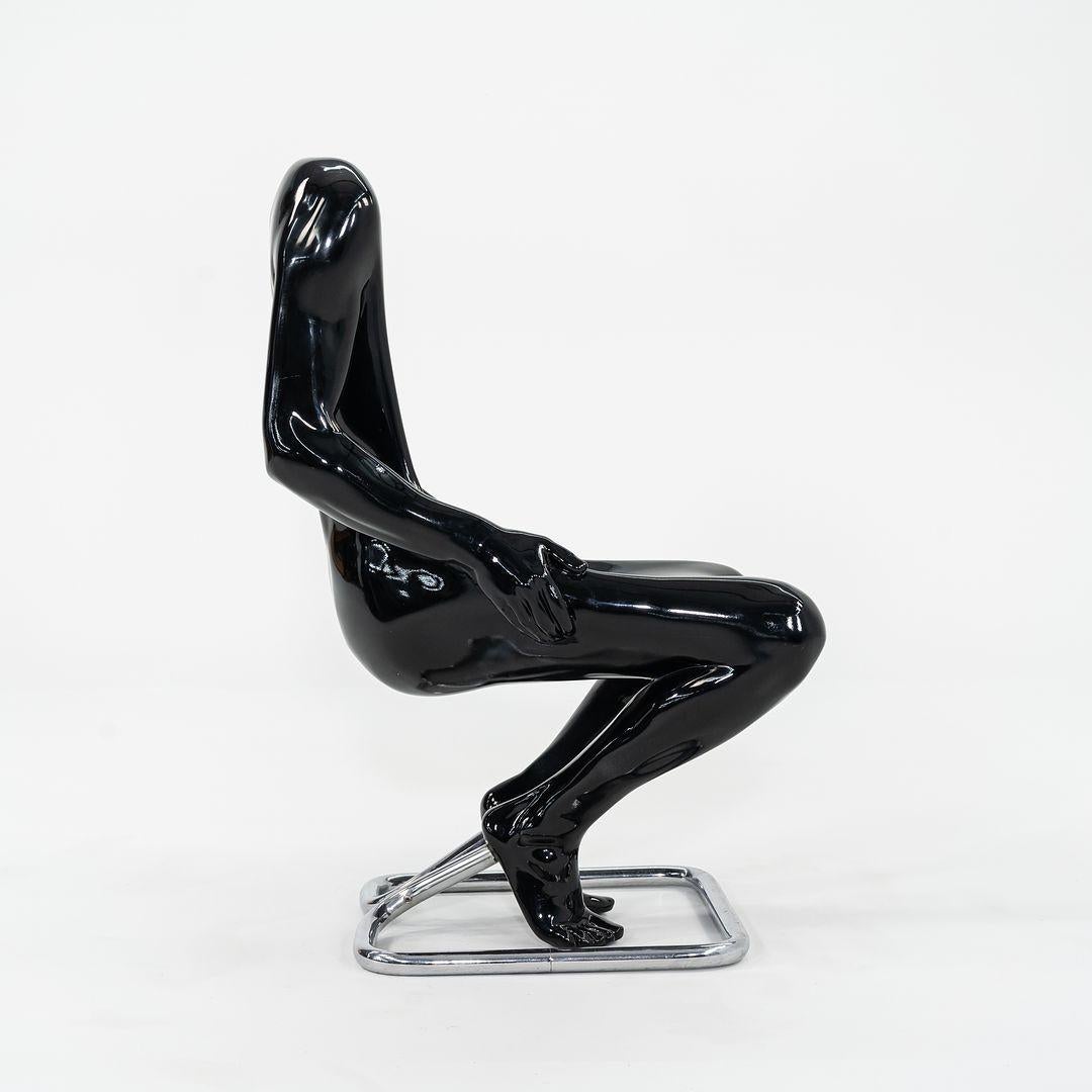 Late 20th Century 1988 Pair of Ruth Francken Homme Chairs Black for Gallerie X Black & Stainless For Sale
