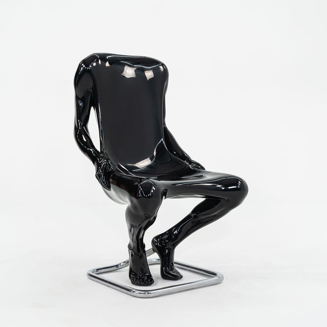 1988 Pair of Ruth Francken Homme Chairs Black for Gallerie X Black & Stainless For Sale 1