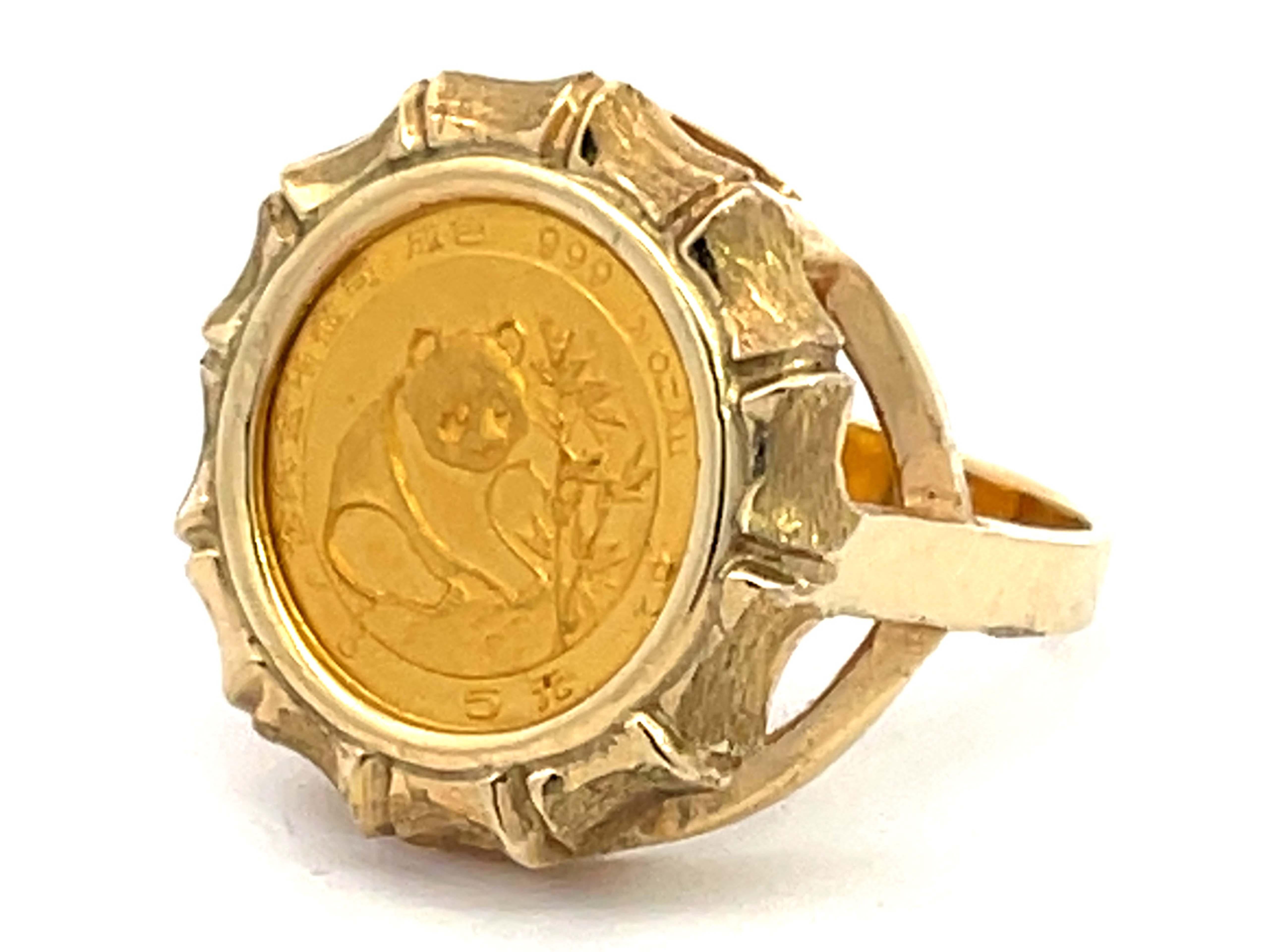 14k gold panda coin ring