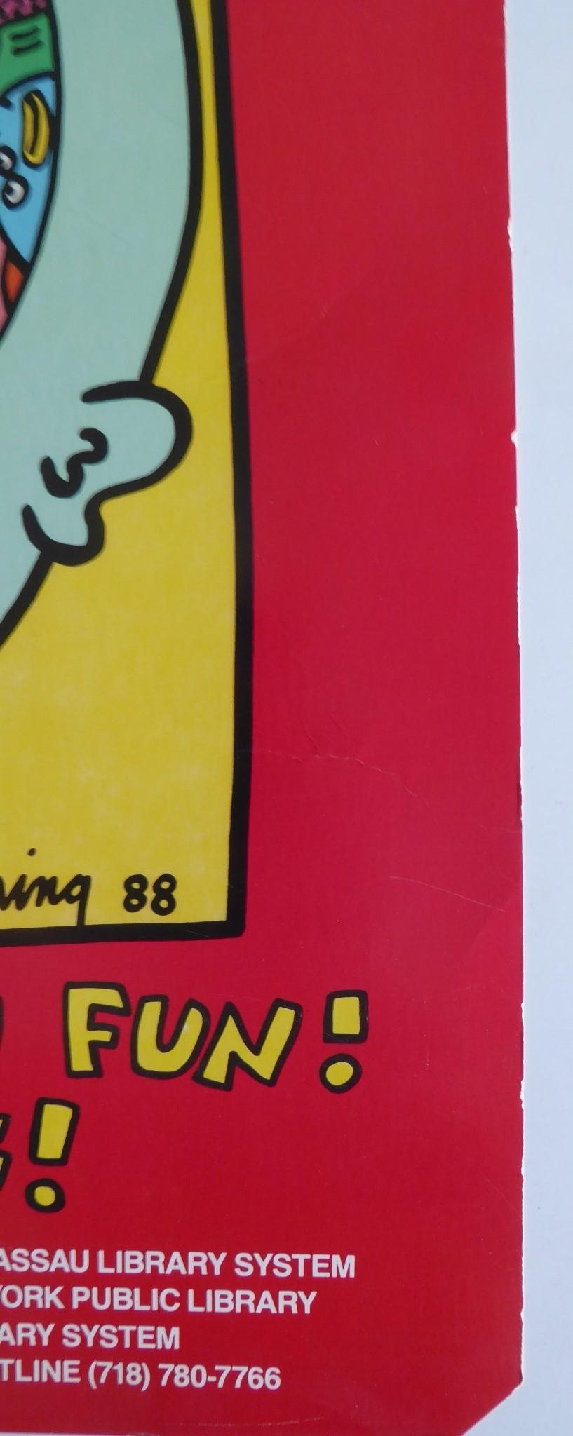 1988 Pop Art Poster Keith Haring “Fill Your Head with Fun! Start Reading!” In Good Condition In Miami, FL