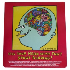 1988 Pop Art Poster Keith Haring “Fill Your Head with Fun! Start Reading!”