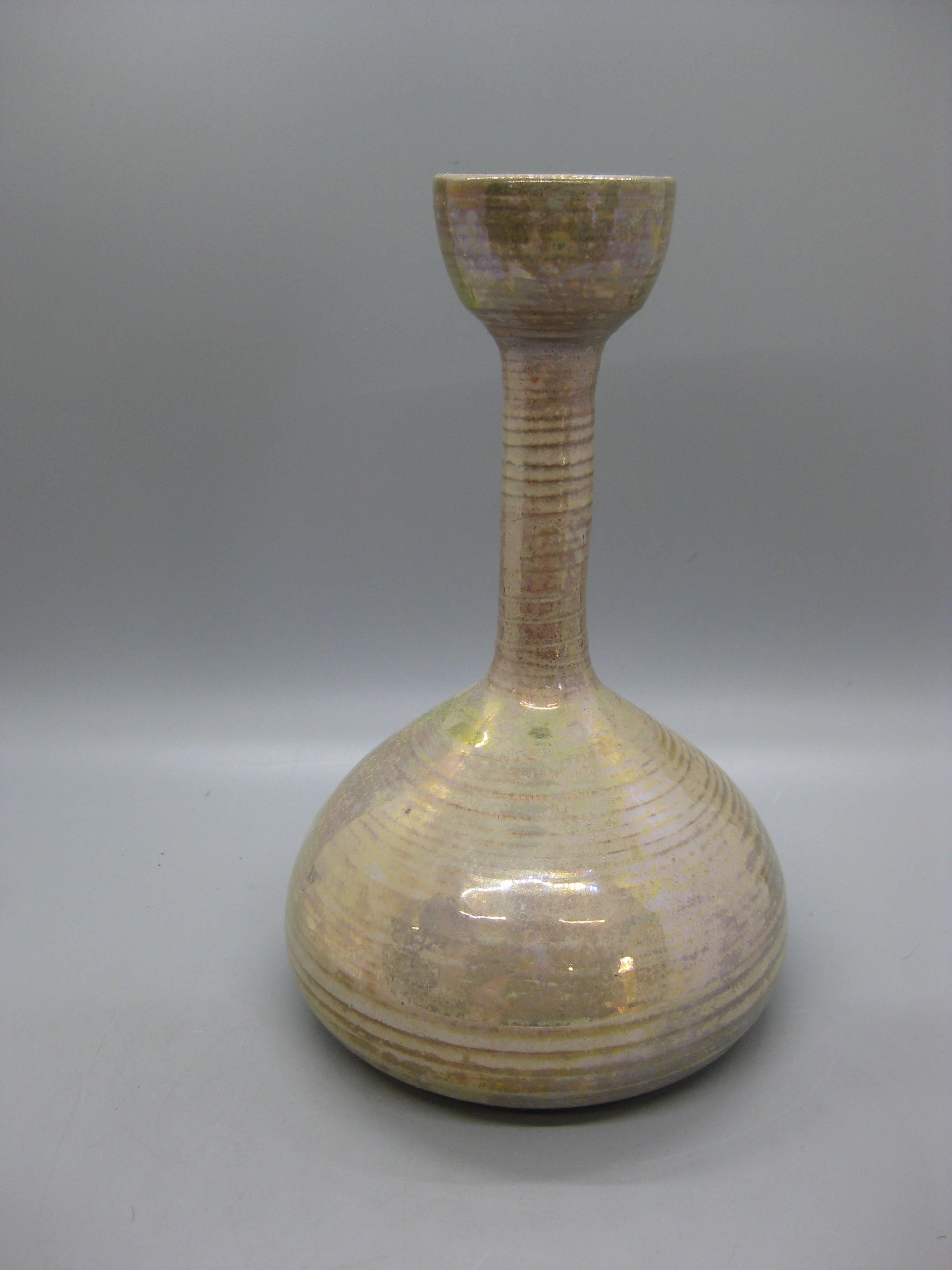 Hand-Crafted 1988 Randall Bruce Luster Studio Art Pottery Ceramic Weed Vase California Design For Sale