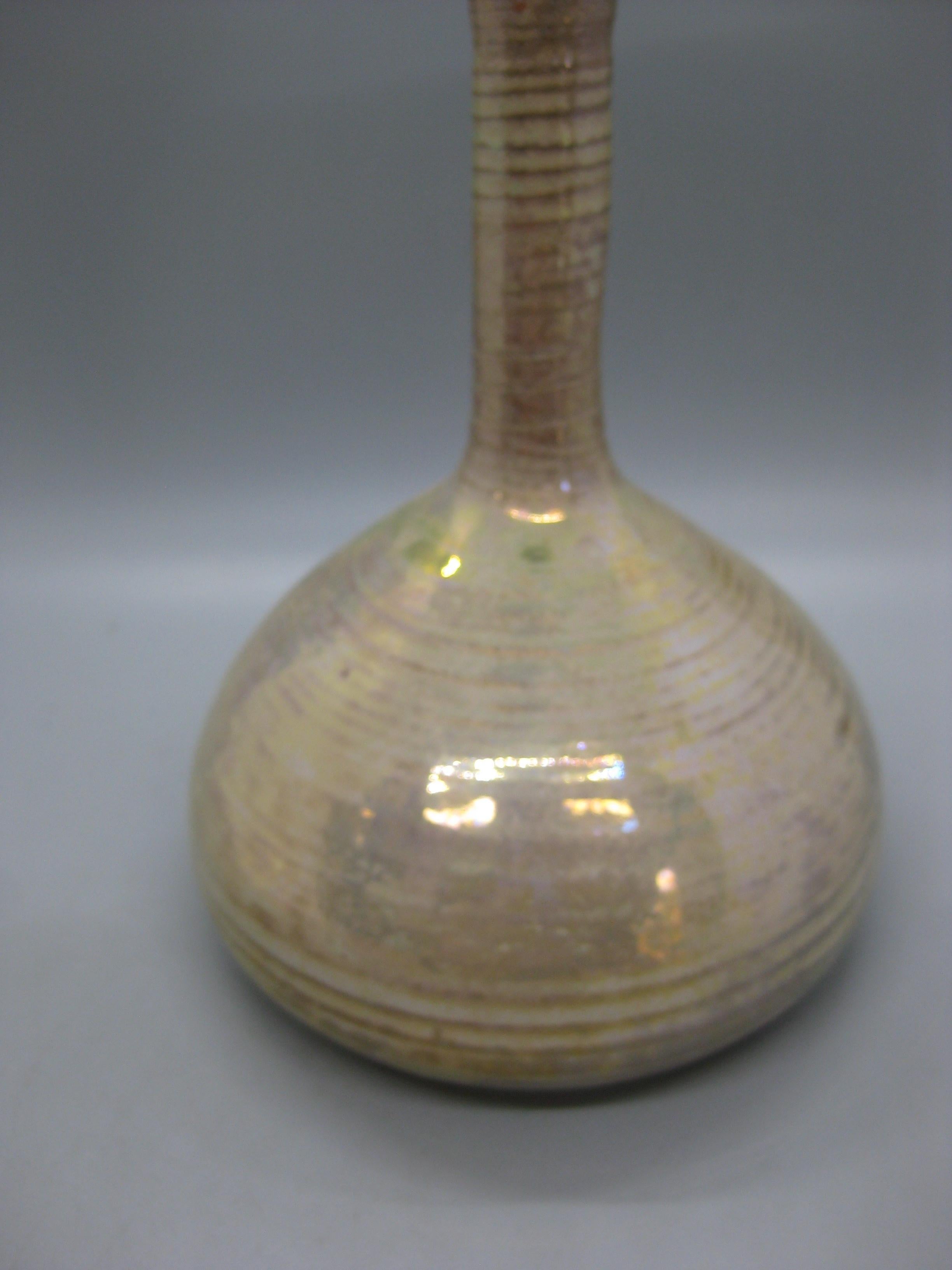 20th Century 1988 Randall Bruce Luster Studio Art Pottery Ceramic Weed Vase California Design For Sale