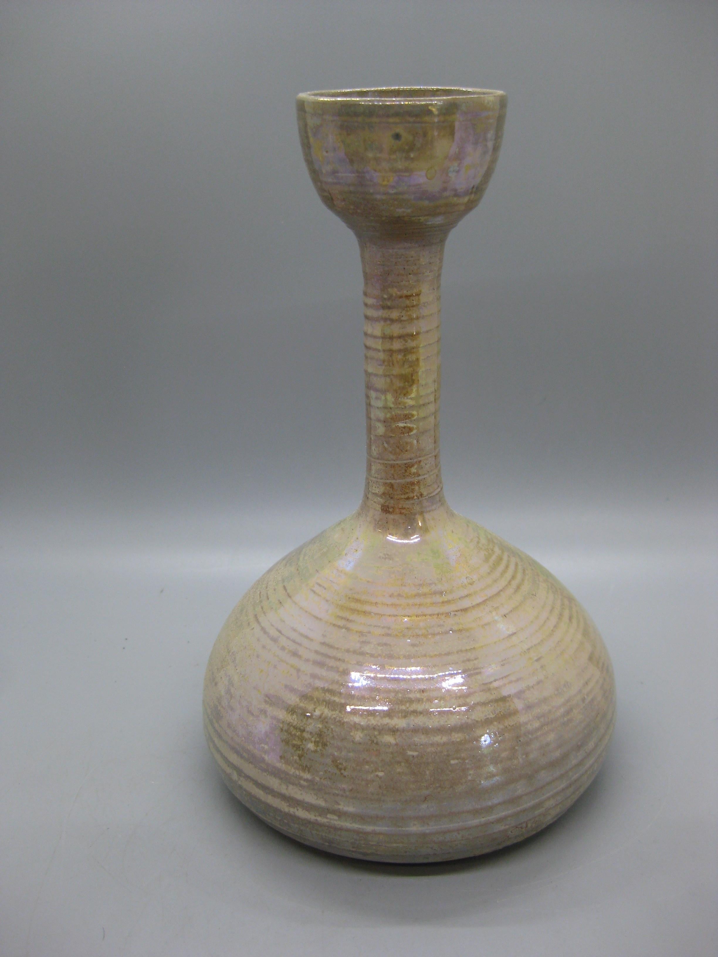1988 Randall Bruce Luster Studio Art Pottery Ceramic Weed Vase California Design For Sale 1