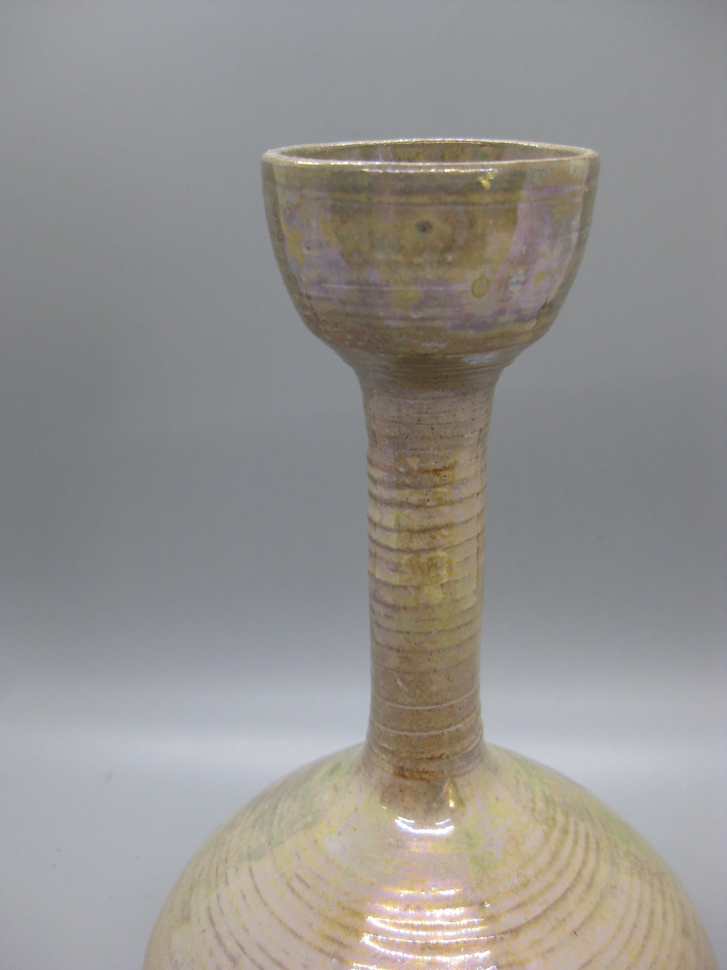 1988 Randall Bruce Luster Studio Art Pottery Ceramic Weed Vase California Design For Sale 2