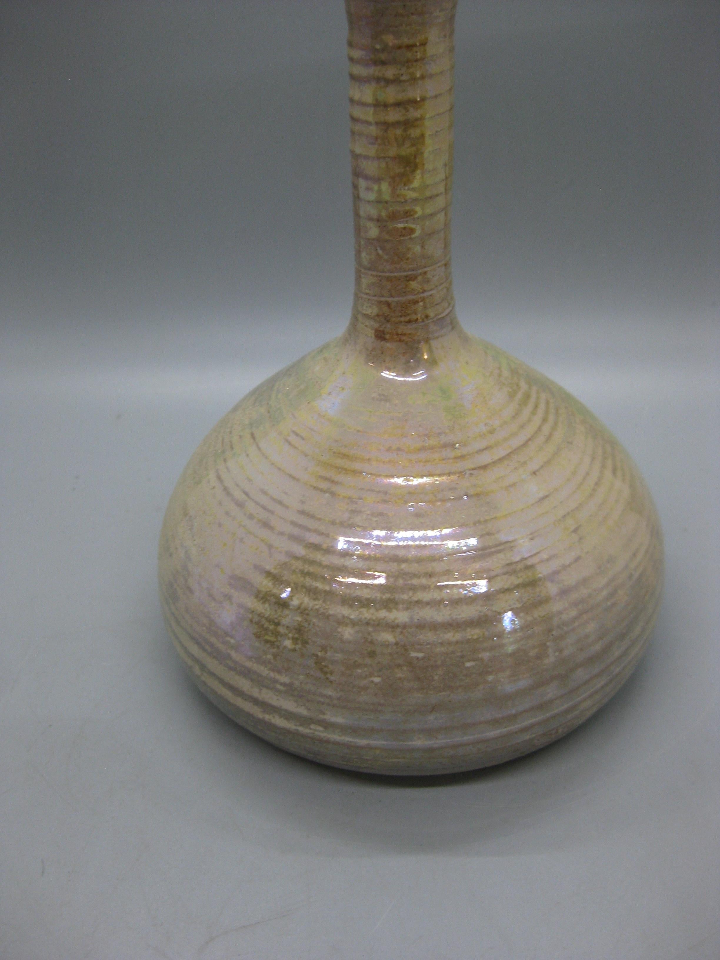 1988 Randall Bruce Luster Studio Art Pottery Ceramic Weed Vase California Design For Sale 3