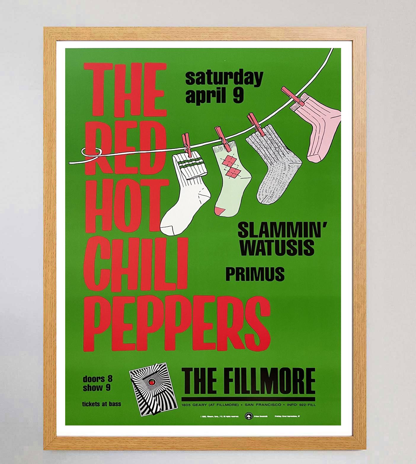 1988 Red Hot Chili Peppers - The Fillmore Original Vintage Posrer In Good Condition For Sale In Winchester, GB