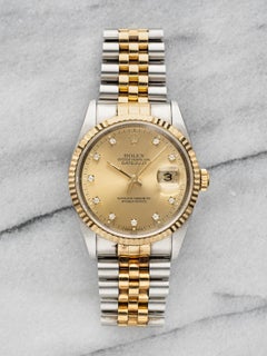 1988 Rolex Datejust 36 16013 Two-Tone Auto Champagne Diamond Dial 36mm