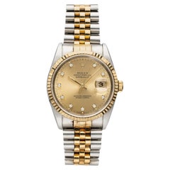 1988 Rolex Datejust 36 16013 Two-Tone Auto Champagne Diamond Dial 36mm