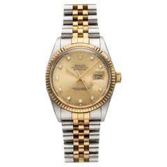 1988 Rolex Datejust 36 16013 Two-Tone Auto Champagne Diamond Dial 36mm