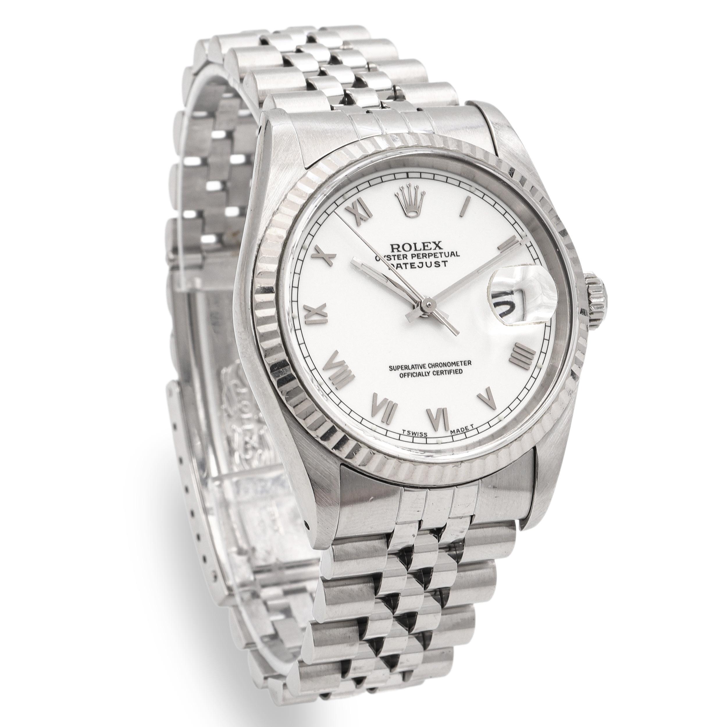 1988 Rolex Datejust Orologio da uomo automatico in acciaio bianco Whiting 16234 In condizioni buone in vendita a New York, NY