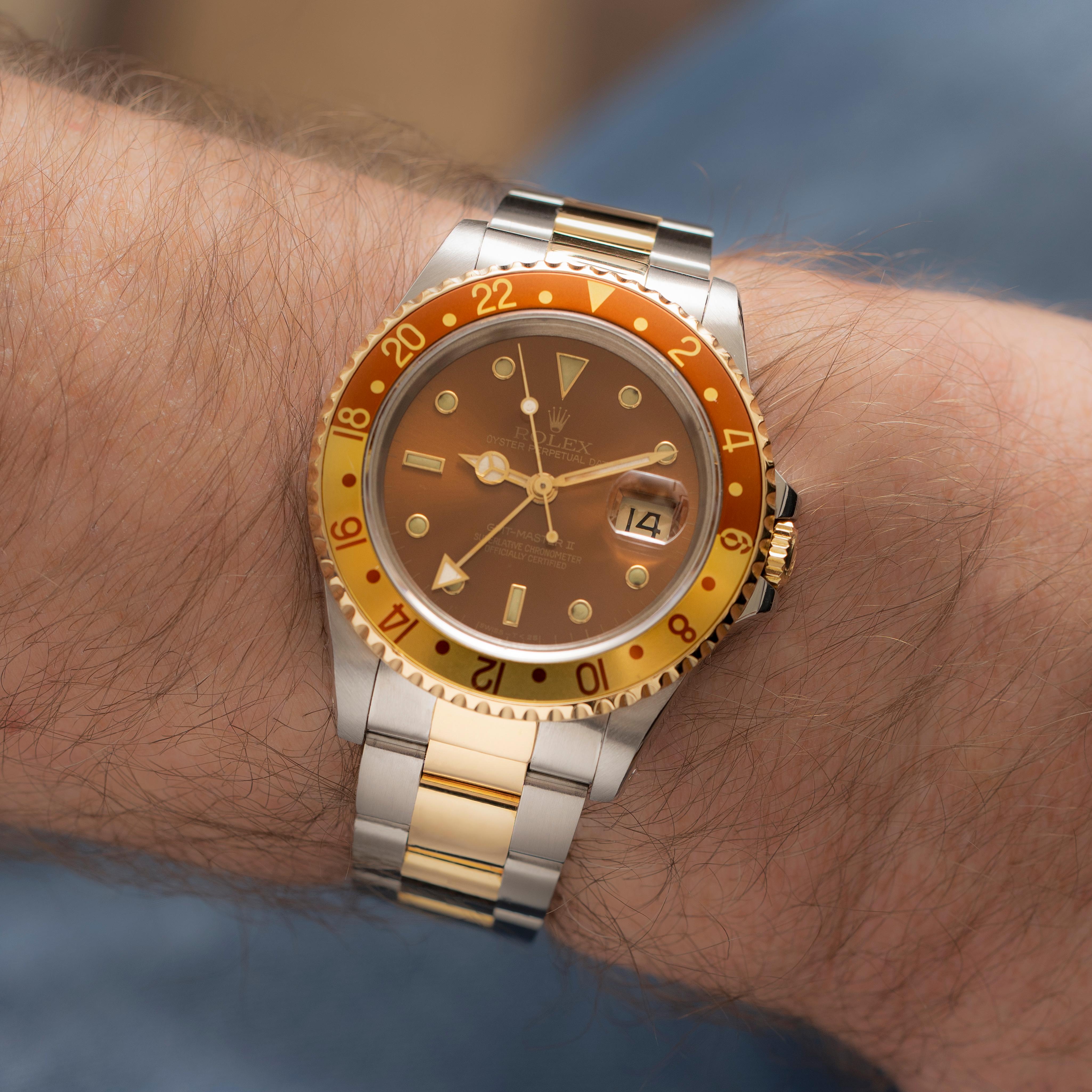 Modern 1988 Rolex GMT II Stainless Steel and 18k Gold, 