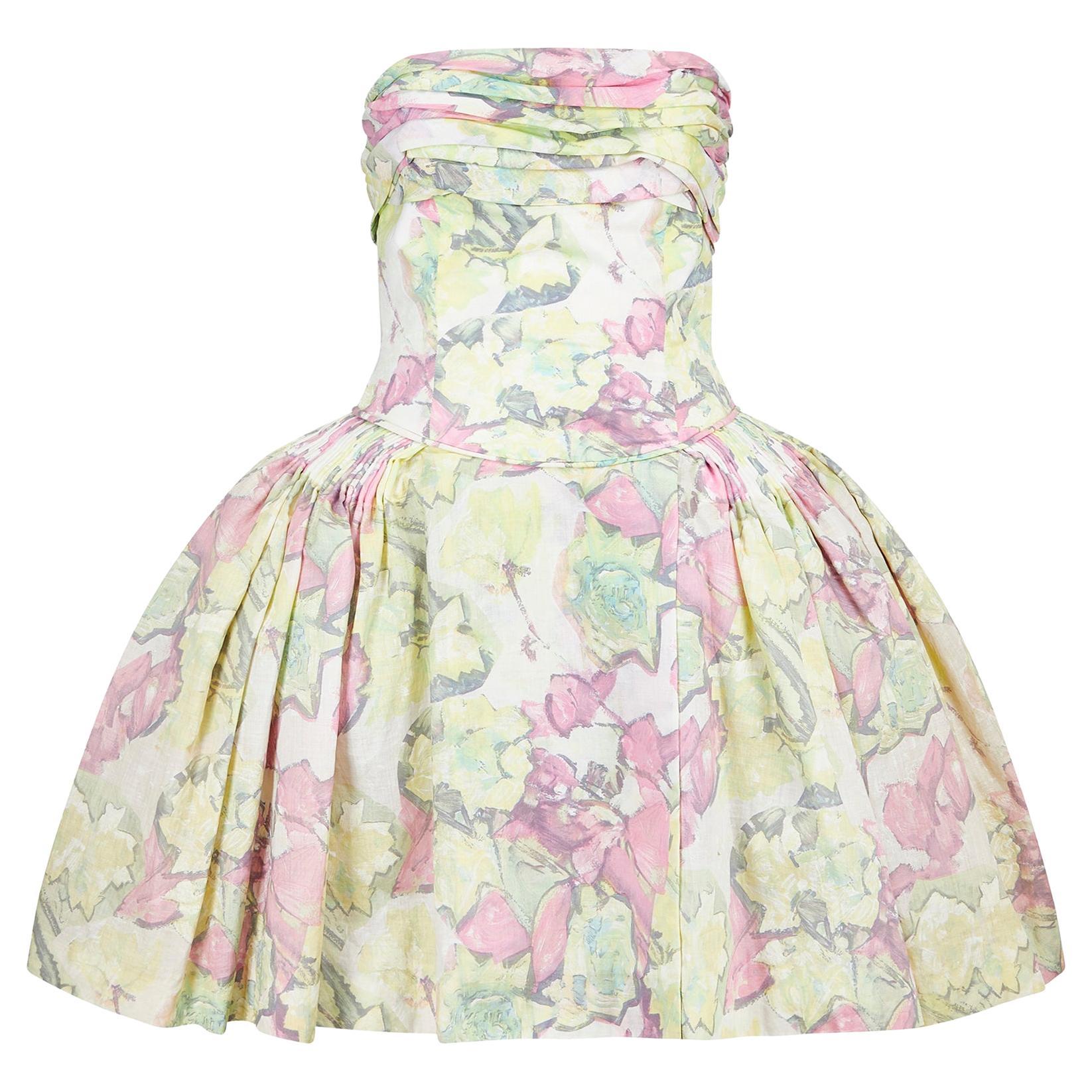1988 Runway Documented Karl Lagerfeld Floral Marie Antoinette Dress For Sale