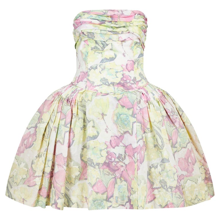 1988 Runway Documented Karl Lagerfeld Floral Marie Antoinette Dress For  Sale at 1stDibs
