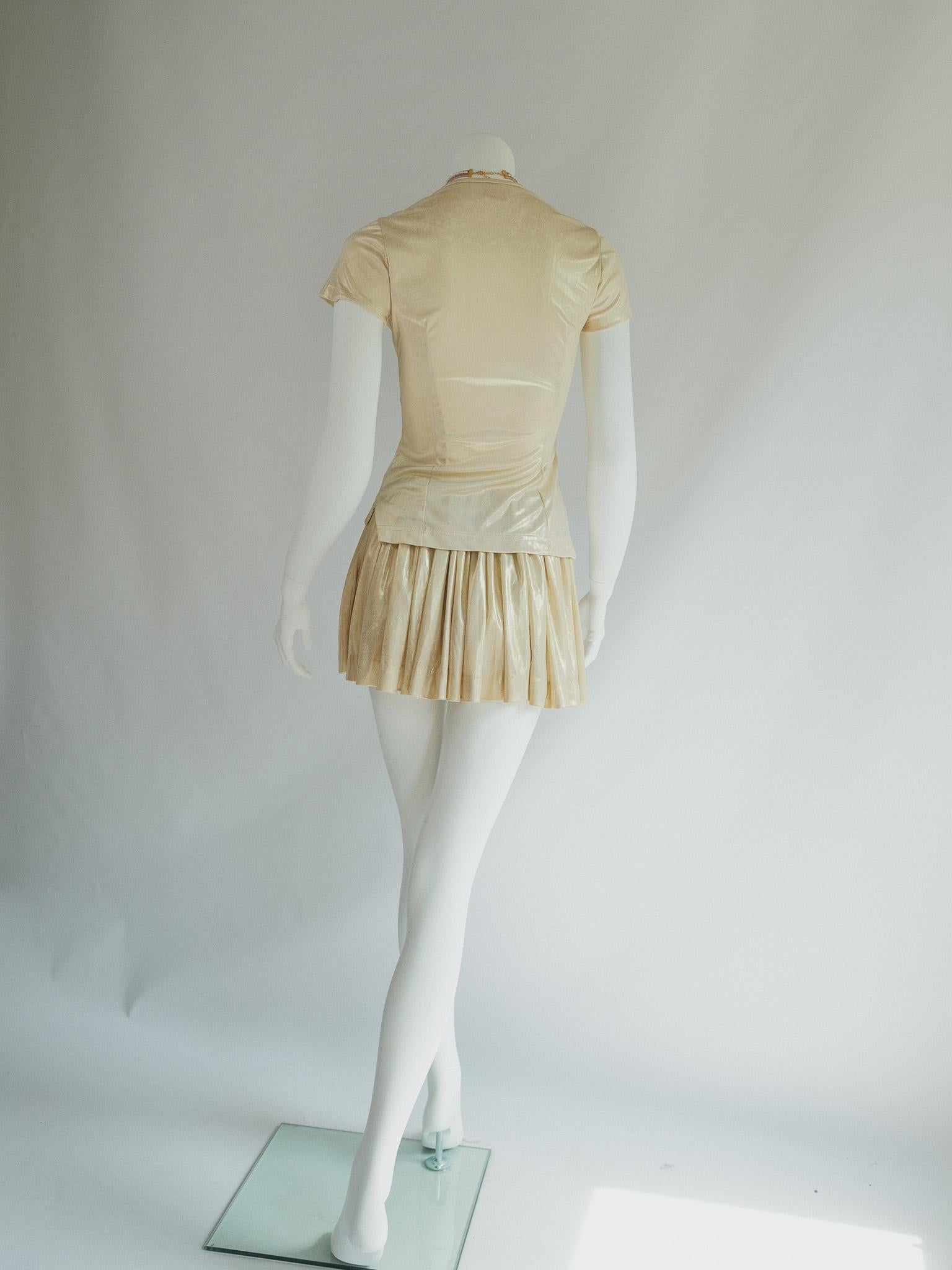 Vivienne Westwood 1988 SS Pagan Collection 80s Gold Mini Skirt Set XS 6
